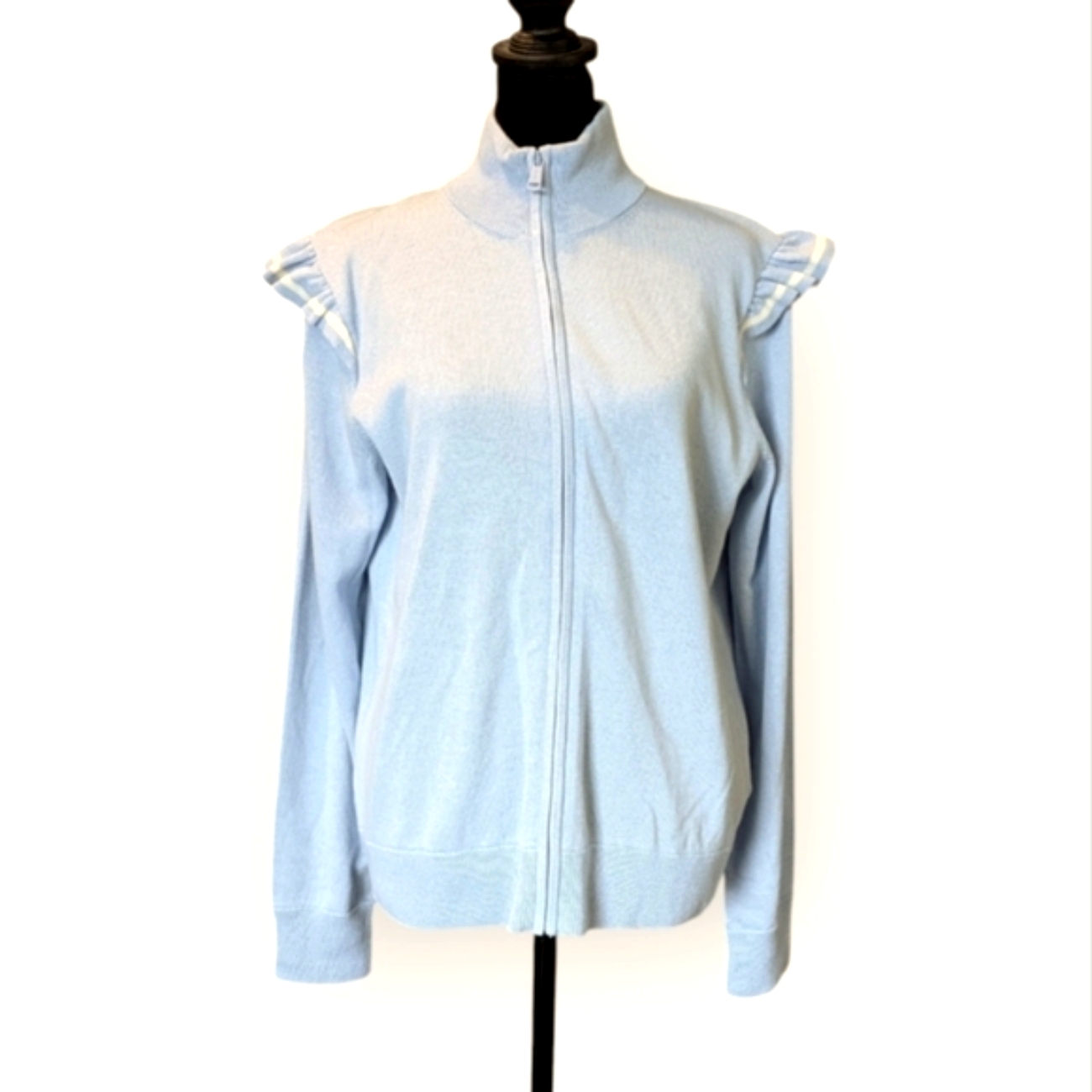 Polo Golf Ralph Lauren Powder Blue Cashmere Blend Full Zip Sweater Cardigan